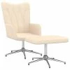 VidaXL Chaise de relaxation avec tabouret Crème Tissu -Fauteuils Soldes image 1 327602