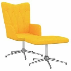 VidaXL Chaise de relaxation avec tabouret Jaune moutarde Tissu