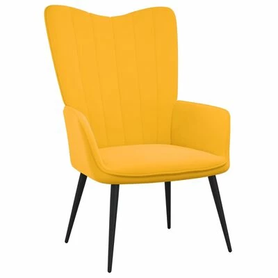VidaXL Chaise de relaxation Jaune moutarde Velours 3 VidaXL Chaise de relaxation Jaune moutarde Velours