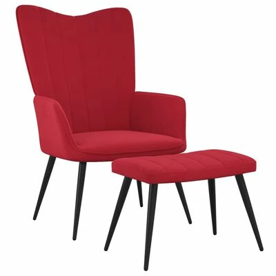 VidaXL Chaise de relaxation avec repose-pied Rouge bordeaux Velours 3 VidaXL Chaise de relaxation avec repose-pied Rouge bordeaux Velours