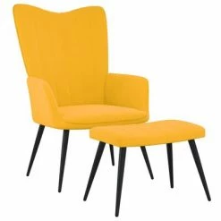 VidaXL Chaise de relaxation avec repose-pied Jaune moutarde Velours
