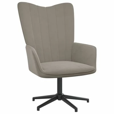 VidaXL Chaise de relaxation Gris clair Velours 3 VidaXL Chaise de relaxation Gris clair Velours