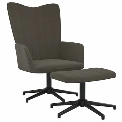 VidaXL Chaise de relaxation avec repose-pied Gris foncé Velours 3 VidaXL Chaise de relaxation avec repose-pied Gris foncé Velours