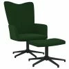 VidaXL Chaise de relaxation avec repose-pied Vert foncé Velours