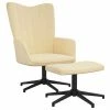 VidaXL Chaise de relaxation avec repose-pied Blanc crème Velours