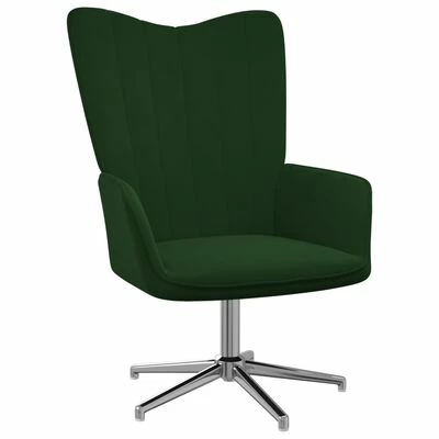 VidaXL Chaise de relaxation Vert foncé Velours 3 VidaXL Chaise de relaxation Vert foncé Velours