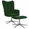 VidaXL Chaise de relaxation avec repose-pied Vert foncé Velours