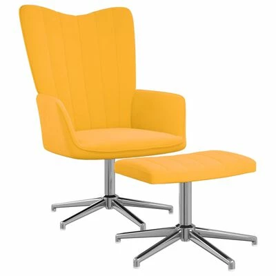 VidaXL Chaise de relaxation avec repose-pied Jaune moutarde Velours 3 VidaXL Chaise de relaxation avec repose-pied Jaune moutarde Velours