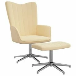 VidaXL Chaise de relaxation avec repose-pied Blanc crème Velours