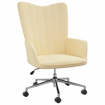 VidaXL Chaise de relaxation Blanc crème Velours 3 VidaXL Chaise de relaxation Blanc crème Velours