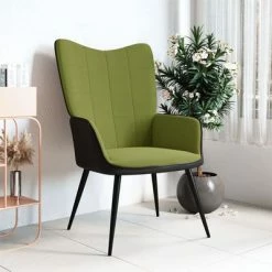 VidaXL Chaise de relaxation Vert clair Velours et PVC -Fauteuils Soldes image 1 327812