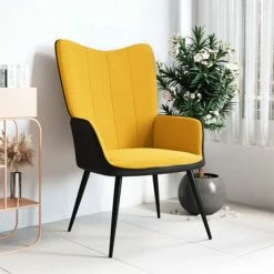 VidaXL Chaise de relaxation Jaune moutarde Velours et PVC 9 VidaXL Chaise de relaxation Jaune moutarde Velours et PVC -Fauteuils Soldes image 1 327816