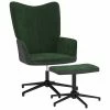 VidaXL Chaise de relaxation avec repose-pied Vert foncé Velours et PVC