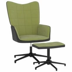VidaXL Chaise de relaxation avec repose-pied Vert clair Velours et PVC