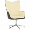VidaXL Chaise de relaxation Blanc crème Velours et PVC -Fauteuils Soldes image 1 327862