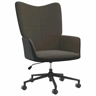 VidaXL Chaise de relaxation Gris foncé Velours et PVC 3 VidaXL Chaise de relaxation Gris foncé Velours et PVC