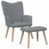 VidaXL Chaise de relaxation avec tabouret Gris clair Tissu -Fauteuils Soldes image 1 327930
