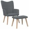 VidaXL Chaise de relaxation avec tabouret Gris foncé Tissu -Fauteuils Soldes image 1 327931