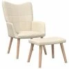 VidaXL Chaise de relaxation avec tabouret Crème Tissu 2 VidaXL Chaise de relaxation avec tabouret Crème Tissu -Fauteuils Soldes image 1 327932