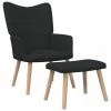 VidaXL Chaise de relaxation avec tabouret Noir Tissu -Fauteuils Soldes image 1 327936