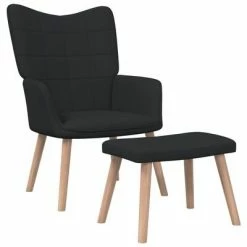 VidaXL Chaise de relaxation avec tabouret Noir Tissu