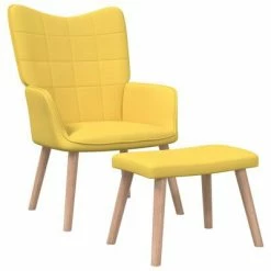 VidaXL Chaise de relaxation avec tabouret Jaune moutarde Tissu