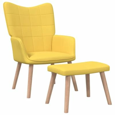 VidaXL Chaise de relaxation avec tabouret Jaune moutarde Tissu 3 VidaXL Chaise de relaxation avec tabouret Jaune moutarde Tissu