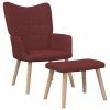 VidaXL Chaise de relaxation avec tabouret Rouge bordeaux Tissu