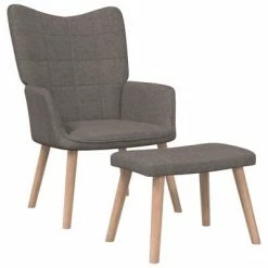 VidaXL Chaise de relaxation avec tabouret Taupe Tissu