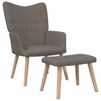 VidaXL Chaise de relaxation avec tabouret Taupe Tissu 3 VidaXL Chaise de relaxation avec tabouret Taupe Tissu