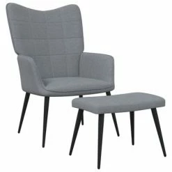 VidaXL Chaise de relaxation avec tabouret Gris clair Tissu