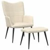 VidaXL Chaise de relaxation avec tabouret Crème Tissu 2 VidaXL Chaise de relaxation avec tabouret Crème Tissu -Fauteuils Soldes image 1 327954