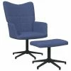 VidaXL Chaise de relaxation avec tabouret Bleu Tissu