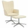 VidaXL Chaise de relaxation avec tabouret Crème Tissu 1 VidaXL Chaise de relaxation avec tabouret Crème Tissu -Fauteuils Soldes image 1 327998