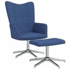 VidaXL Chaise de relaxation avec tabouret Bleu Tissu