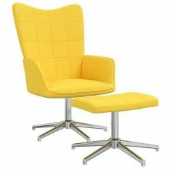 VidaXL Chaise de relaxation avec tabouret Jaune moutarde Tissu