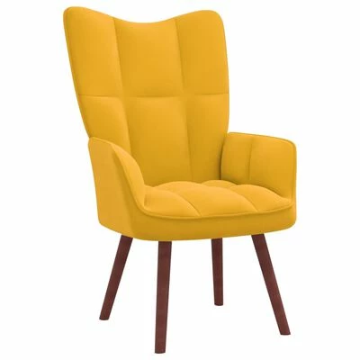 VidaXL Chaise de relaxation Jaune moutarde Velours 3 VidaXL Chaise de relaxation Jaune moutarde Velours
