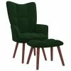VidaXL Chaise de relaxation avec repose-pied Vert foncé Velours -Fauteuils Soldes image 1 328064