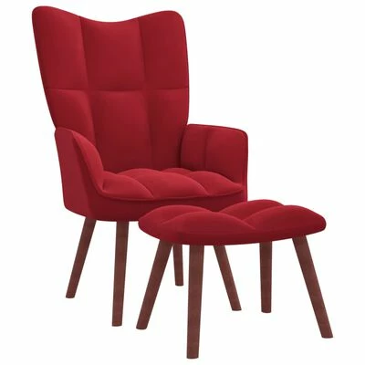 VidaXL Chaise de relaxation avec repose-pied Rouge bordeaux Velours 3 VidaXL Chaise de relaxation avec repose-pied Rouge bordeaux Velours
