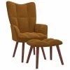 VidaXL Chaise de relaxation avec repose-pied Marron Velours -Fauteuils Soldes image 1 328070