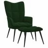 VidaXL Chaise de relaxation avec repose-pied Vert foncé Velours -Fauteuils Soldes image 1 328086