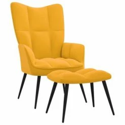 VidaXL Chaise de relaxation avec repose-pied Jaune moutarde Velours