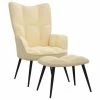 VidaXL Chaise de relaxation avec repose-pied Blanc crème Velours