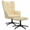 VidaXL Chaise de relaxation avec repose-pied Blanc crème Velours