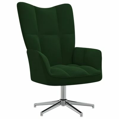 VidaXL Chaise de relaxation Vert foncé Velours 3 VidaXL Chaise de relaxation Vert foncé Velours