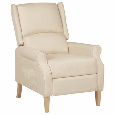 VidaXL Fauteuil inclinable Crème Tissu 3 VidaXL Fauteuil inclinable Crème Tissu