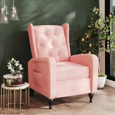 VidaXL Fauteuil inclinable Rose Velours 4 VidaXL Fauteuil inclinable Rose Velours – Image 2