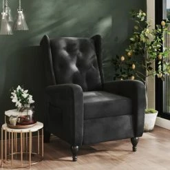 VidaXL Fauteuil inclinable Noir Velours -Fauteuils Soldes image 1 329347