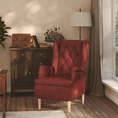 VidaXL Fauteuil avec pieds en bois d'hévéa solide Rouge bordeaux Tissu 4 VidaXL Fauteuil avec pieds en bois d'hévéa solide Rouge bordeaux Tissu – Image 2