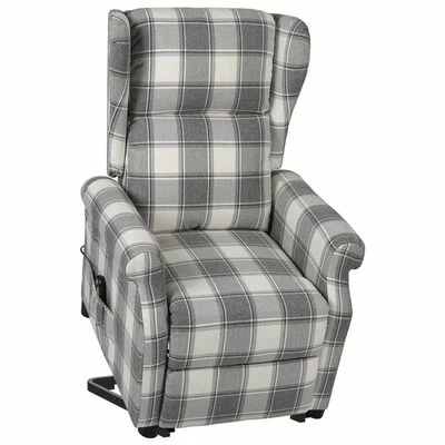 VidaXL Fauteuil inclinable Blanc et gris Tissu 3 VidaXL Fauteuil inclinable Blanc et gris Tissu